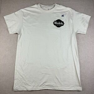 Modelo Beer T-Shirt Men's M Cream Black Logo Since 1925 Advertising Promo‎ Tee